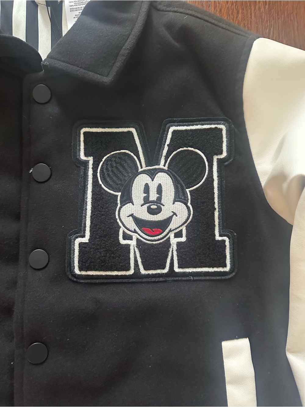 Disney Mickey & Friends Mickey Varsity Jacket - Black & White - Men S/Women M - Picture 2 of 7